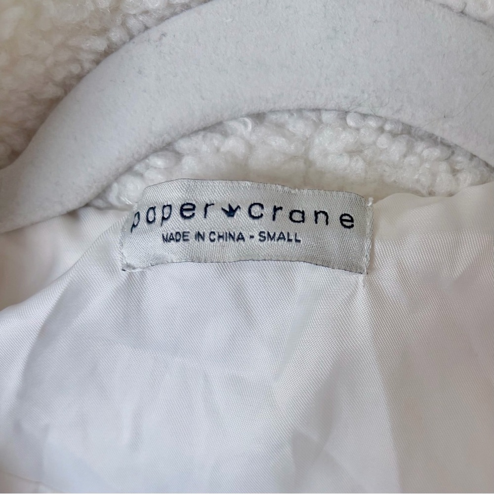Paper Crane White Sherpa Jacket with Rainbow Stripes — Size Small 🌈 - Picture 2 of 6